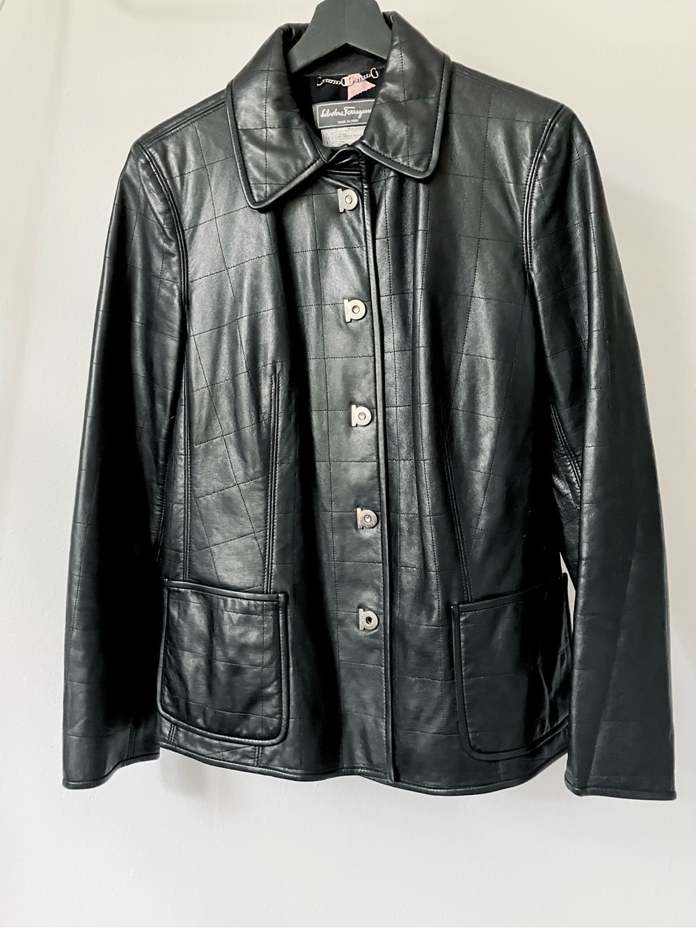 Salvatore Ferragamo Quilted Black Leather Jacket